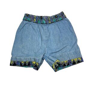 Vintage 80s 90s Kids Toddler Abstract Trimmed Cotton Shorts Size 3